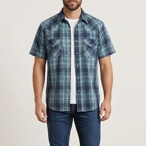 Southern Classics Snap Button-Down Shirt Cowboy Large Plaid Pearl Vintage